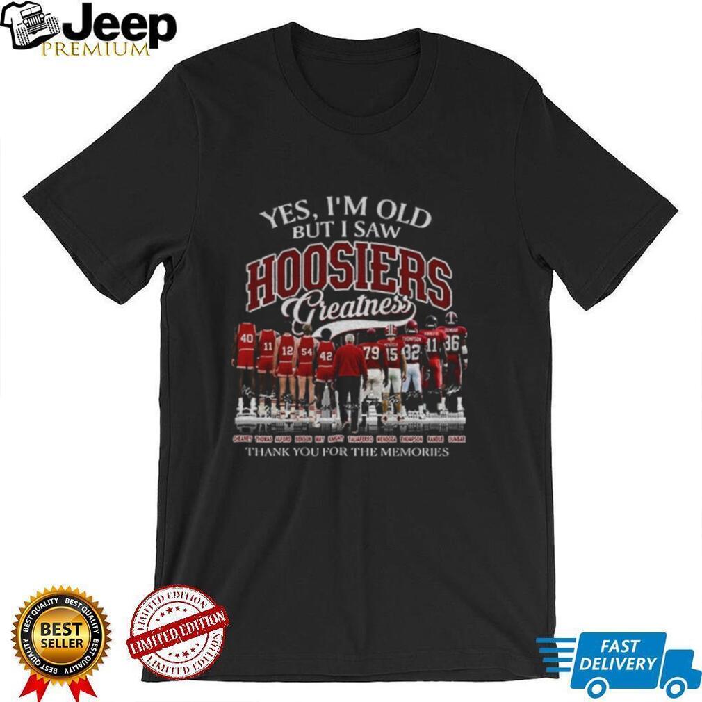 Indiana University basketball football players Yes I’m old but I saw Hoosiers 2026 shirt