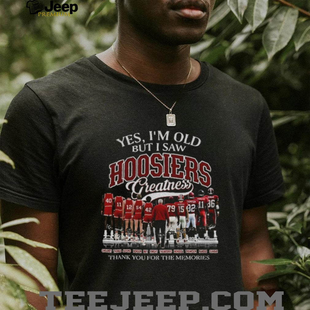 Indiana University basketball football players Yes I’m old but I saw Hoosiers 2026 shirt