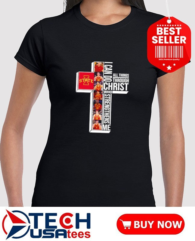 Iowa State Cyclones players cross I can do all things through Christ who strengthens me shirt