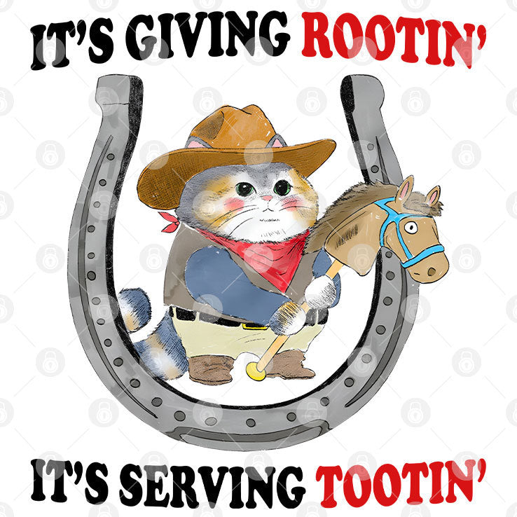 Cowboy Cat It’s Giving Rootin’ It’s Serving Tootin’ T Shirt