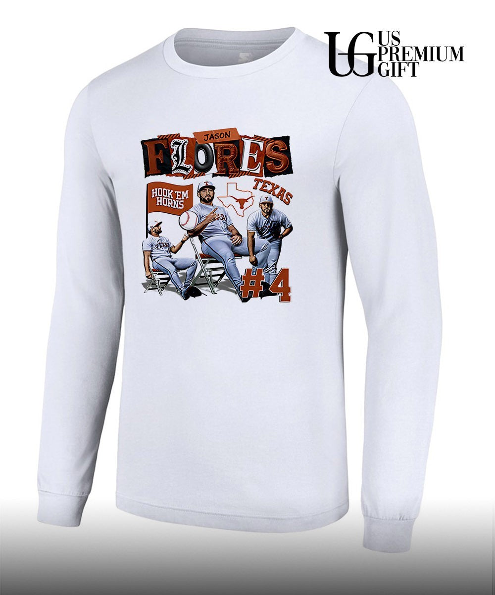 Jason Flores player Texas Longhorns NCAA Baseball youth Collage shirt