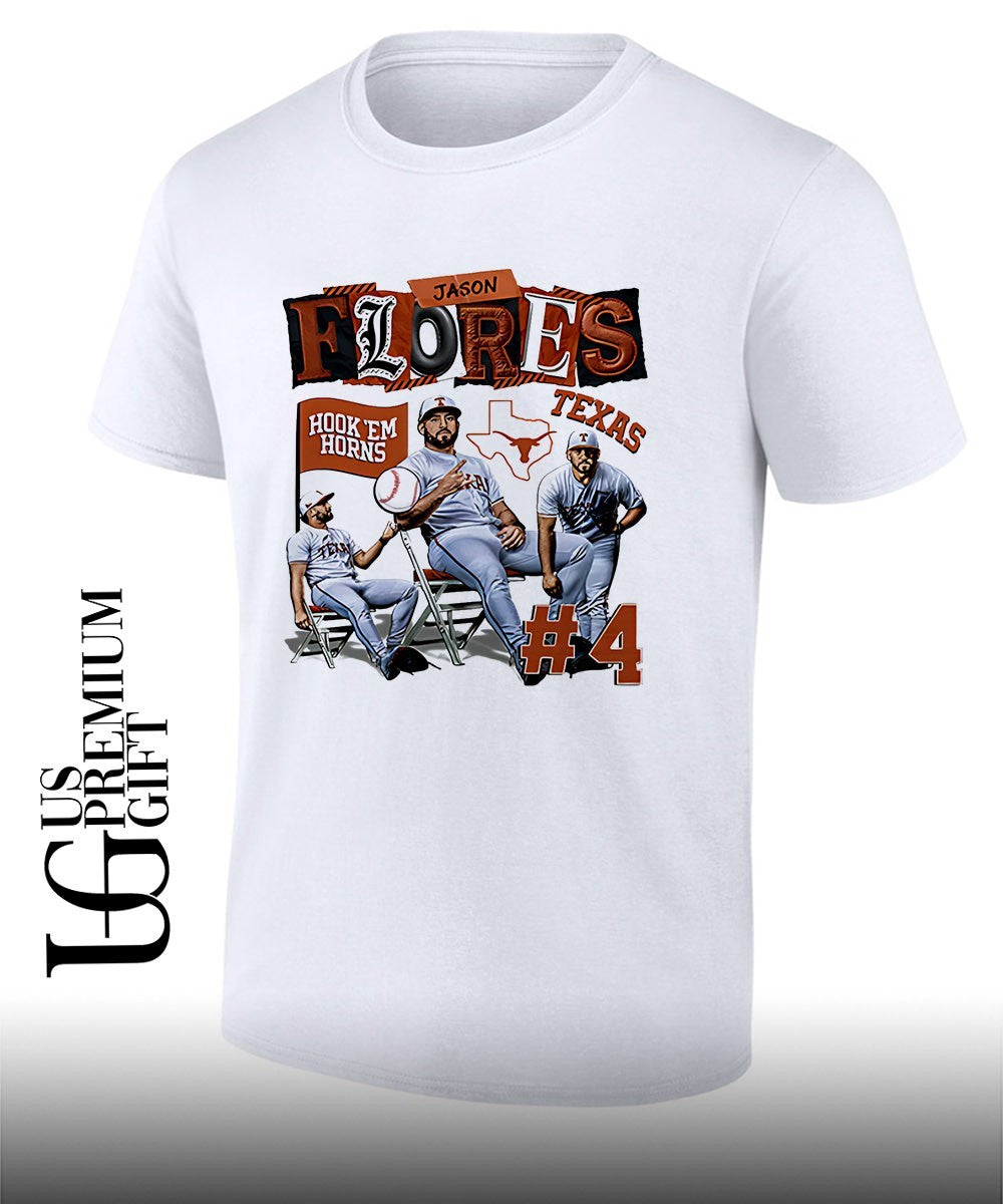 Jason Flores player Texas Longhorns NCAA Baseball youth Collage shirt