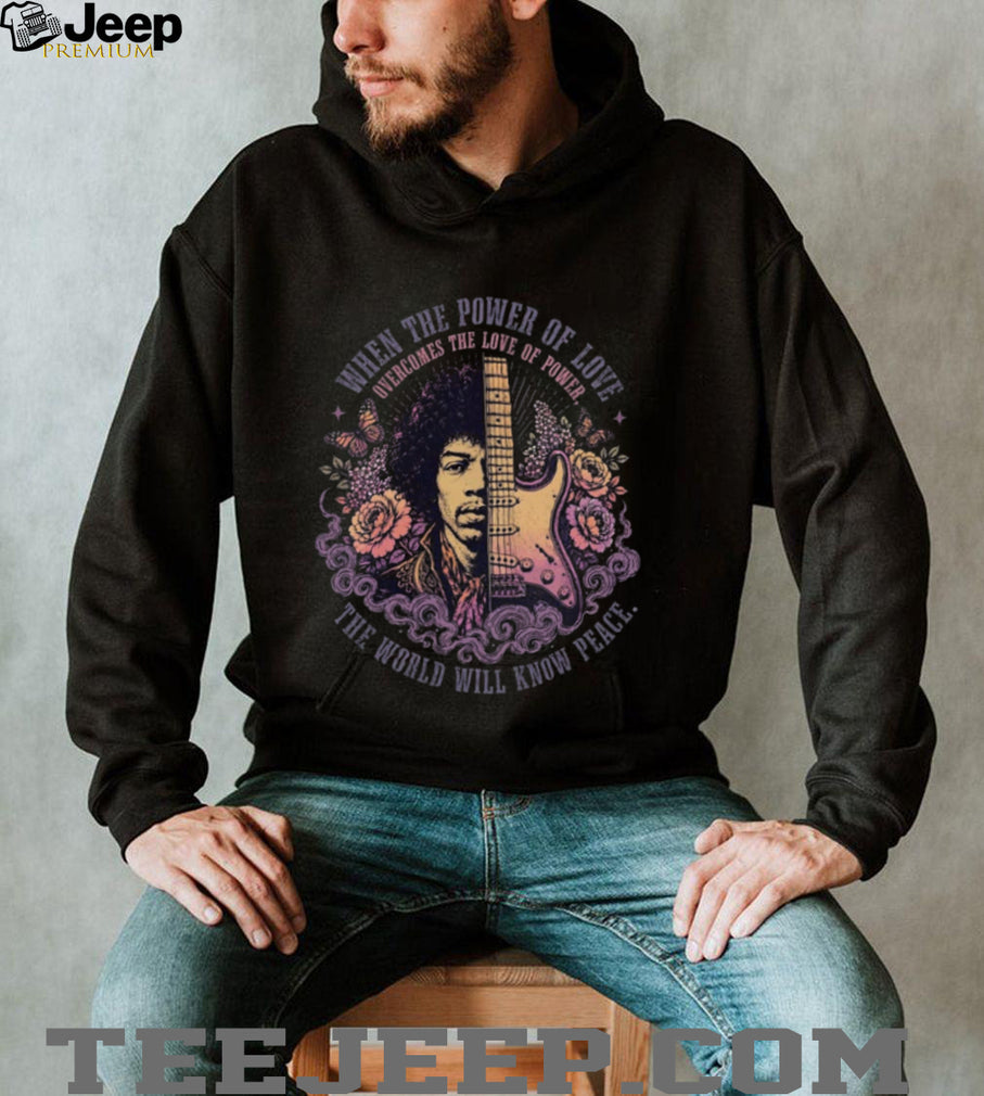 Jimi Hendrix Power Of Love Floral Guitar Peace Unisex Shirt