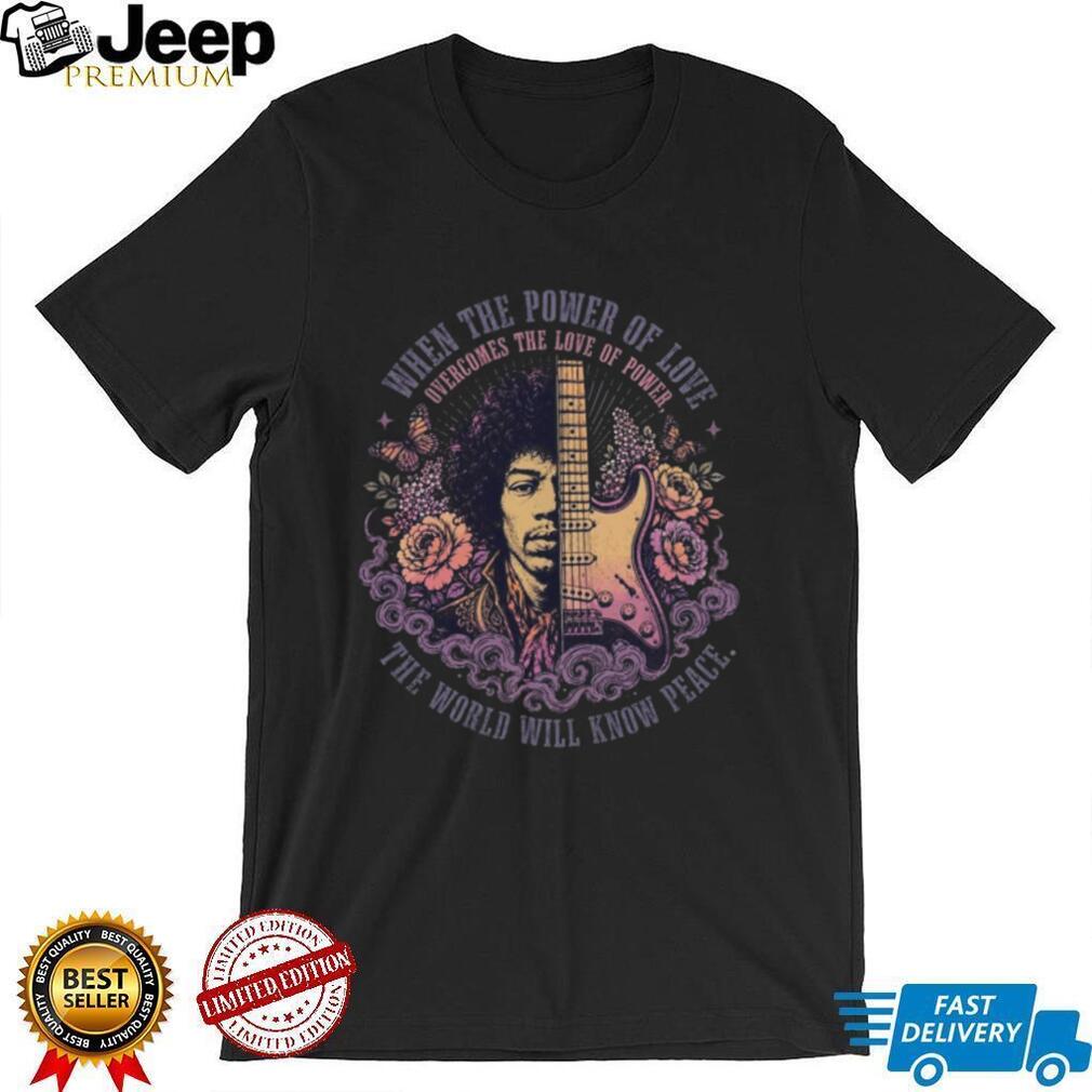 Jimi Hendrix Power Of Love Floral Guitar Peace Unisex Shirt