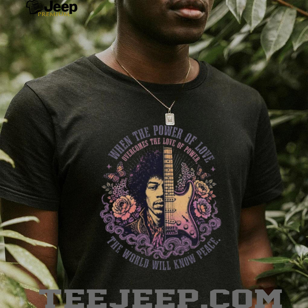 Jimi Hendrix Power Of Love Floral Guitar Peace Unisex Shirt