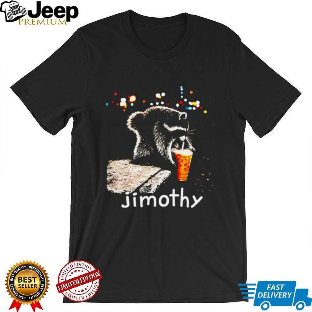 Jimothy Raccoon Drinking Iced Coffee funny animal shirt