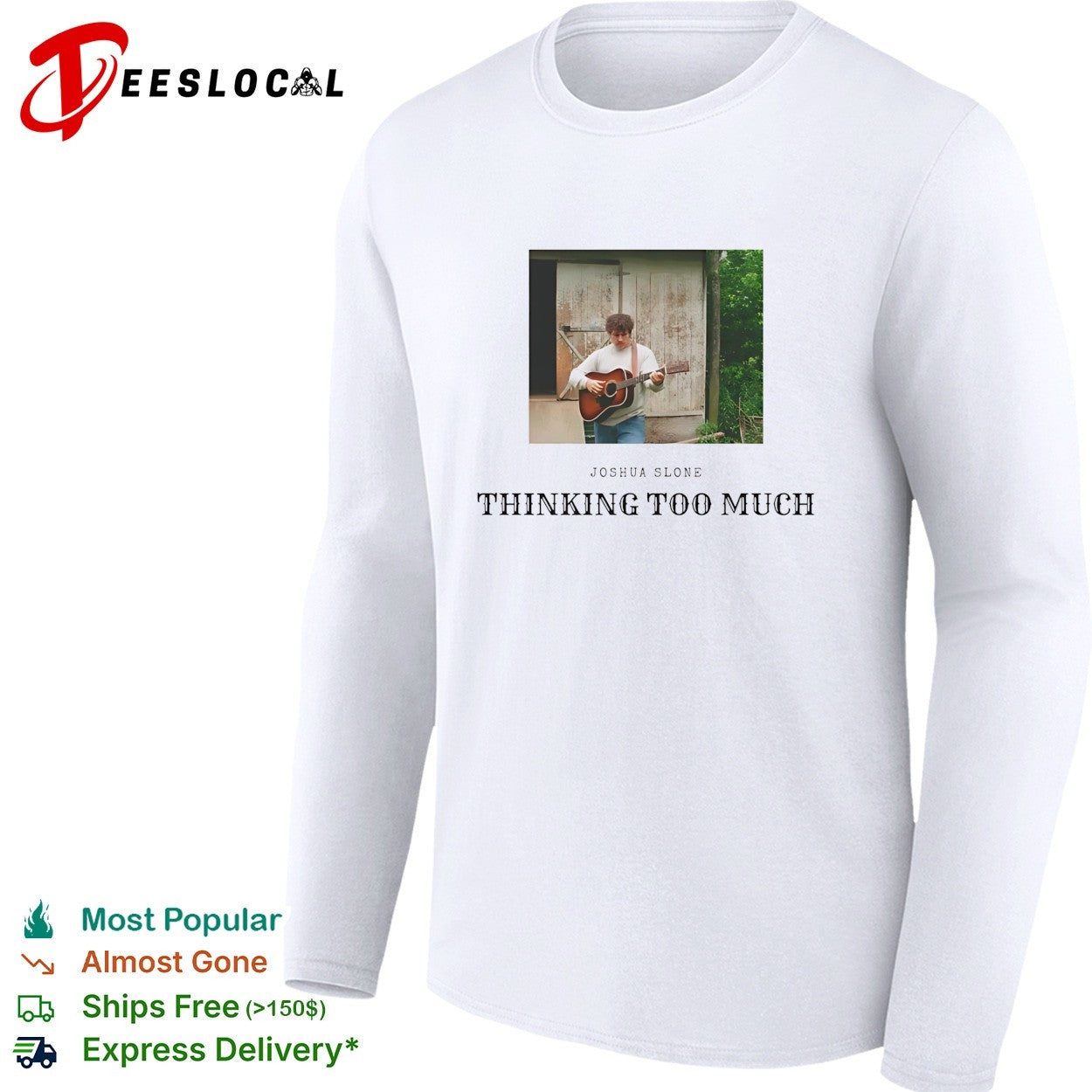 Joshua Slone playing guitar thinking too much shirt
