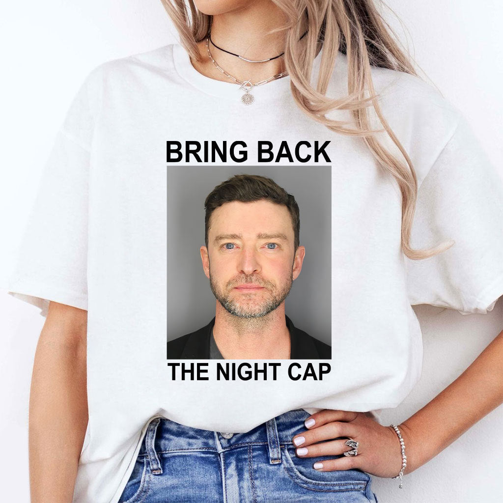 Justin Timberlake Mugshot Bring Back The Night Cap T Shirt
