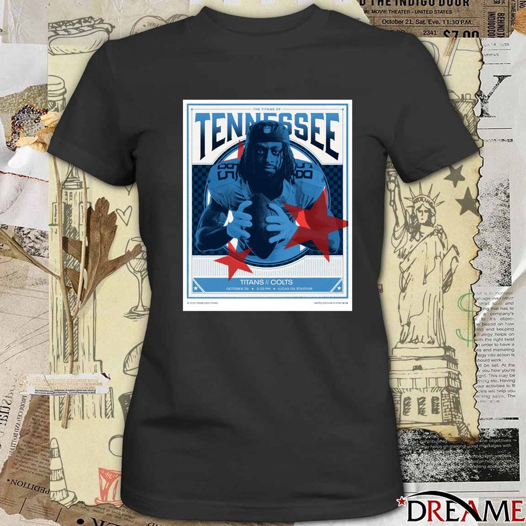 The Titans Of Tennessee Titans At Colts October 26 2025 Lucas Oil Stadium Poster t-shirt
