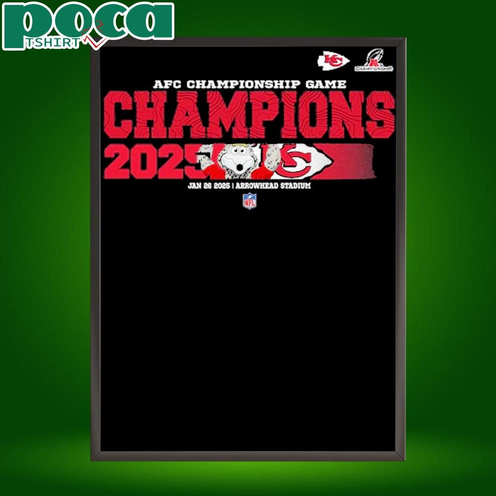 Kansas City Chiefs 2024 2025 AFC Championship Champions Logo With KC Wolf Mascot Unisex T-Shirt