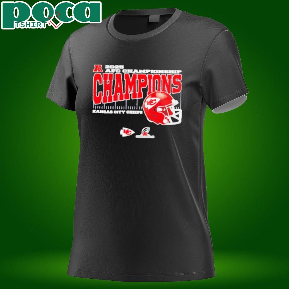 Kansas City Chiefs 2025 AFC Championship Conference Champions helmet shirt