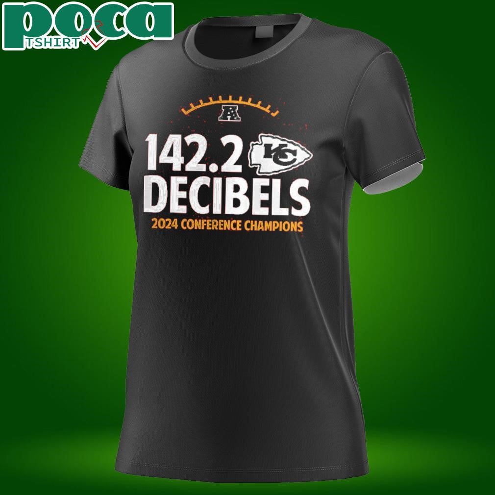 Kansas City Chiefs Fanatics 2024 AFC Champions Hometown Not Done Hearing Protection Required 142.2 Decibels Unisex T-Shirt