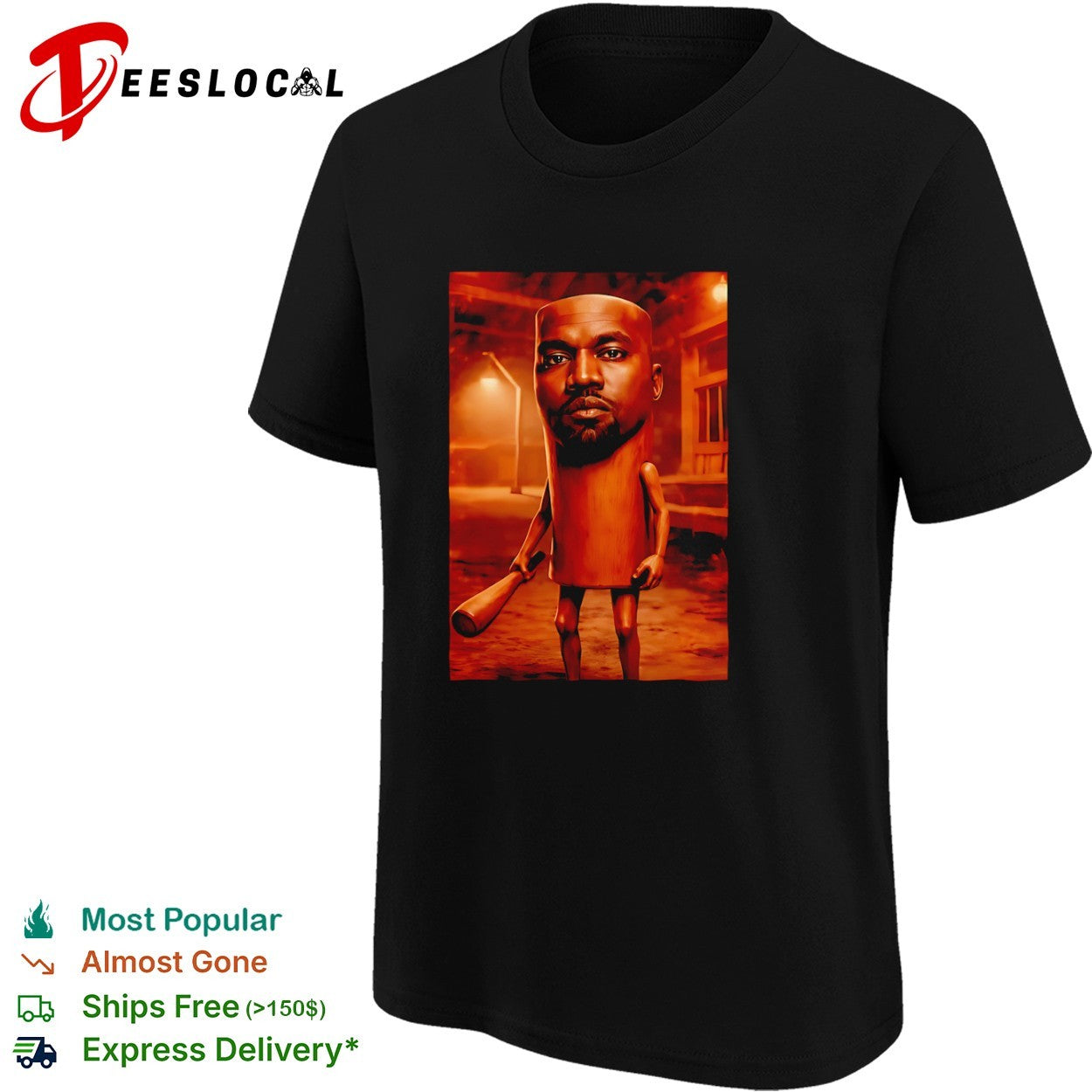 Kanye West wooden figurine bat shirt