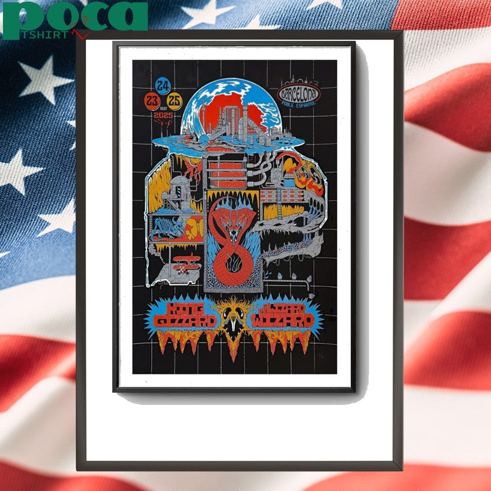 King Gizzard And The Lizard Wizard May 25, 2025 Barcelona, Spain Tour Poster shirt