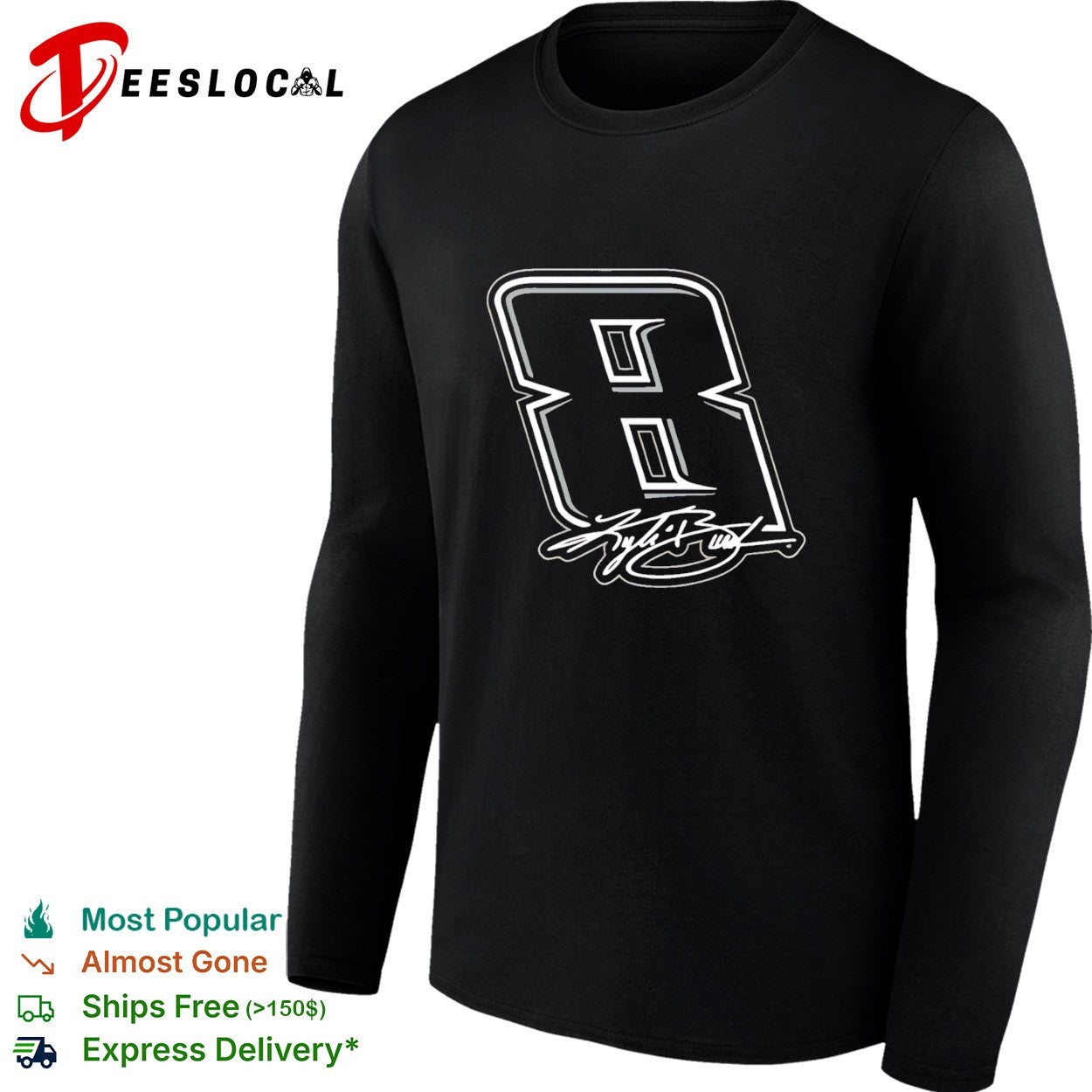 Kyle Busch Black No 8 signature shirt