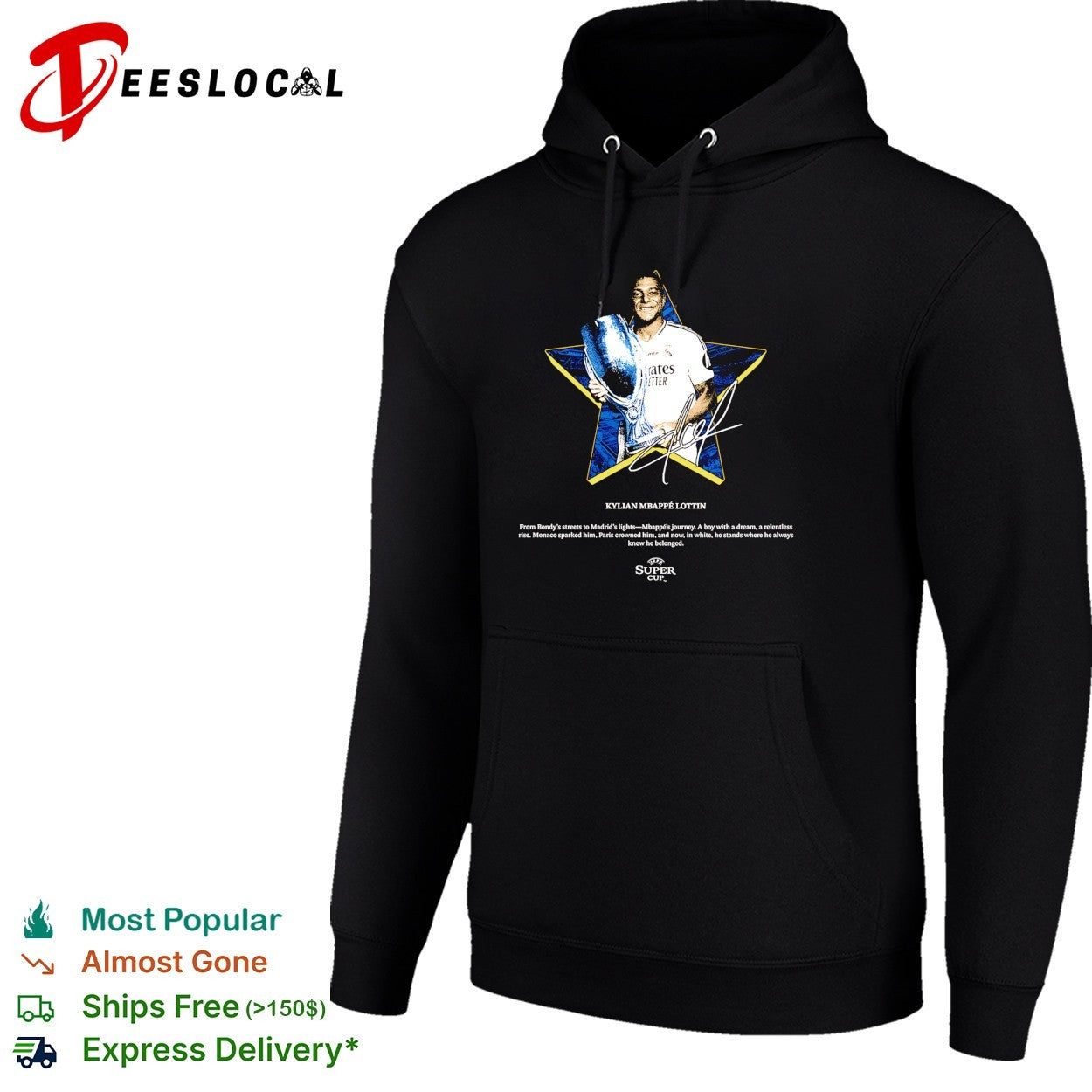 Kylian Mbappe Lottin Real Madrid UEFA super cup signature shirt