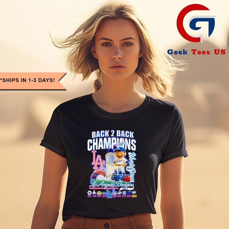 LA Dodgers Back 2 Back World Series Champs 2025 mascot shirt
