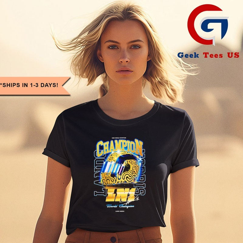 Lando Norris 2025 world Champion helmet shirt