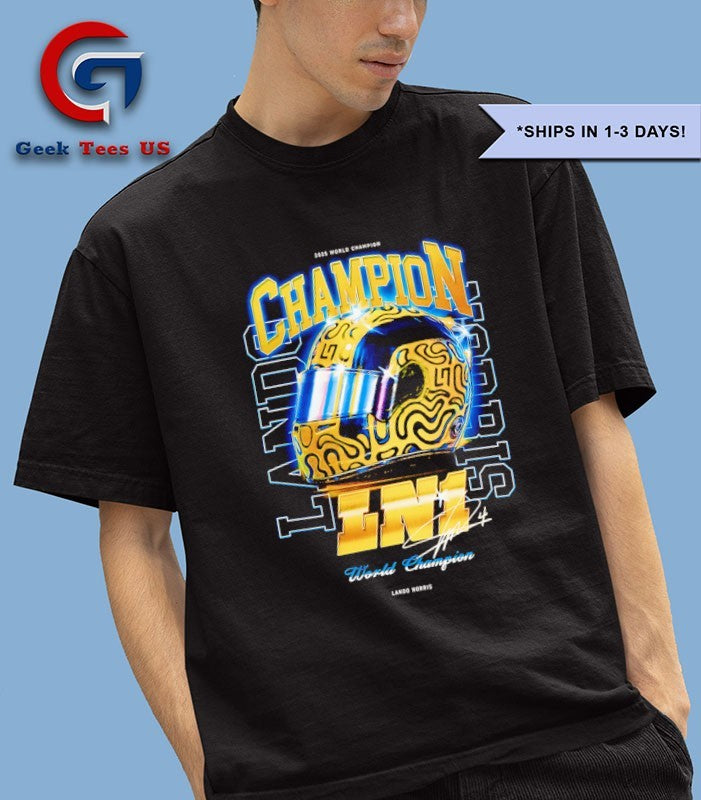 Lando Norris 2025 world Champion helmet shirt