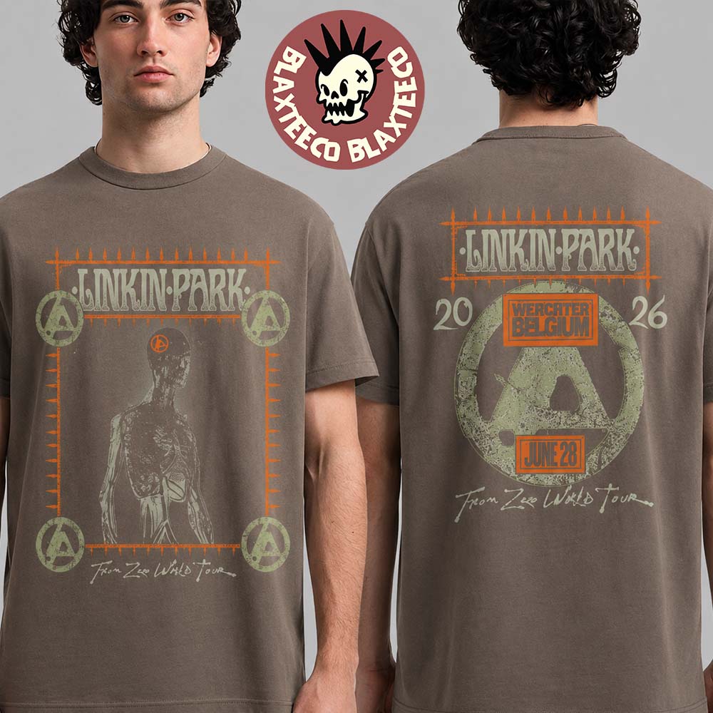Linkin Park Werchter Belgium 2026 From Zero City Specific Merch Tee At Werchter Parklife On June 28 2026 Brown T-Shirt