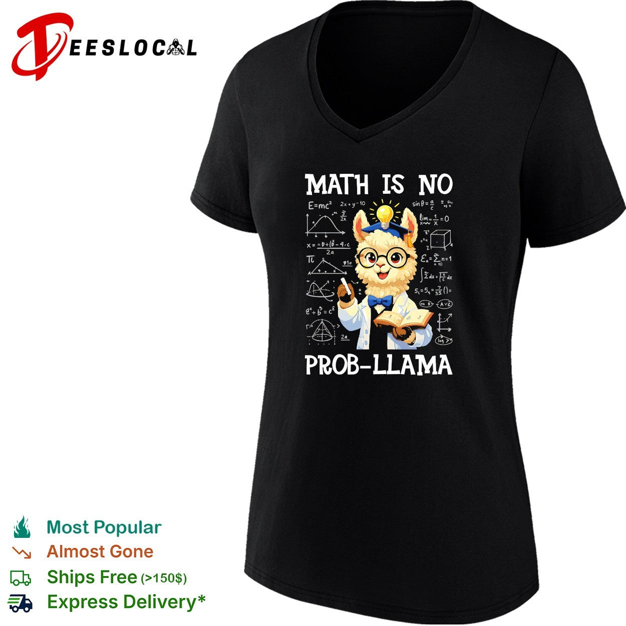 Llama scientist holding test tube math is no prob llama shirt