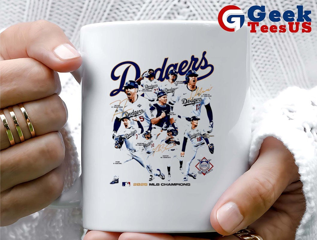 Los Angeles Dodgers baseball back to back 2025 MLB Champions signature t-shirt