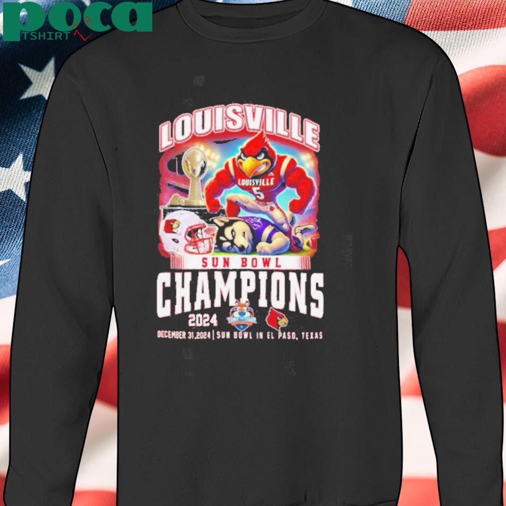 Louisville Cardinals Sun Bowl Champions 2024 Dec 31 Mascot Shirt