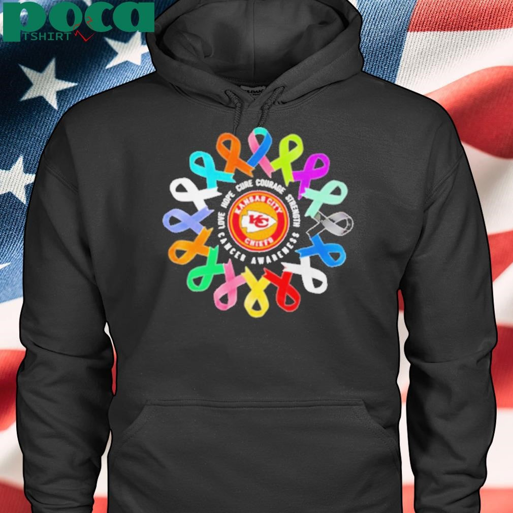 Love hope cure courage strength Cancer Awareness Kansas City Chiefs shirt