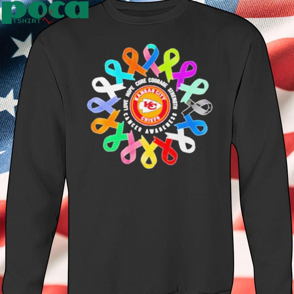 Love hope cure courage strength Cancer Awareness Kansas City Chiefs shirt