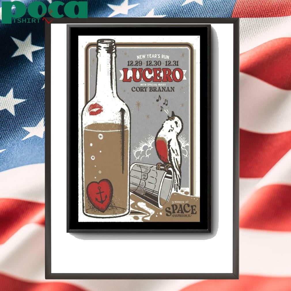 Lucero New Year’s Run December 29-31 2024 Evanston IL Poster shirt