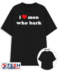 Marci wearing I heart men who bark shirt