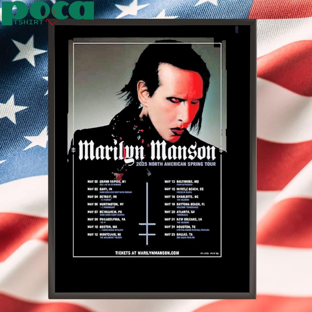 Marilyn Manson 2025 North American Spring Tour Poster Schedule Dates Two Sides Unisex T-Shirt