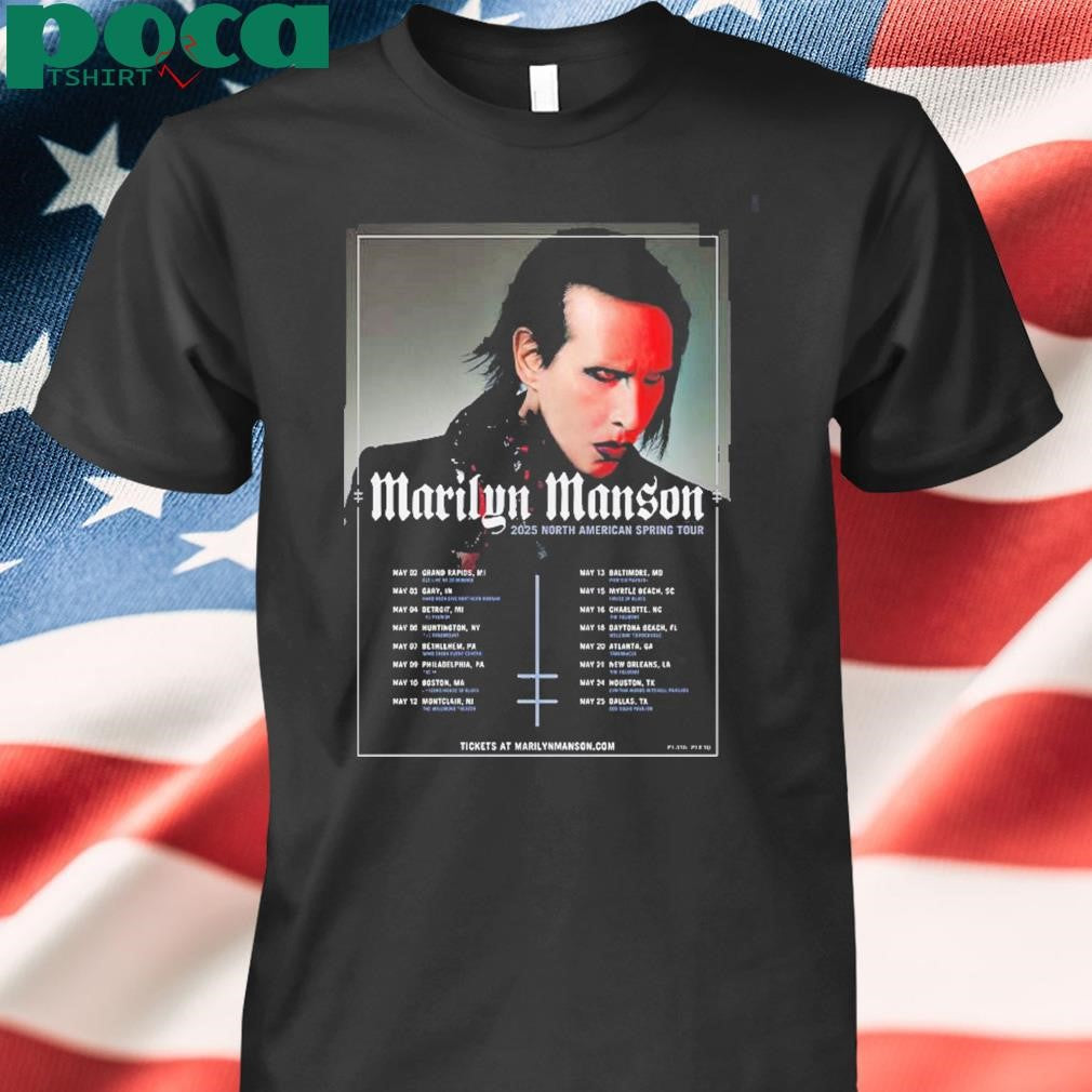 Marilyn Manson 2025 North American Spring Tour Poster Schedule Dates Two Sides Unisex T-Shirt