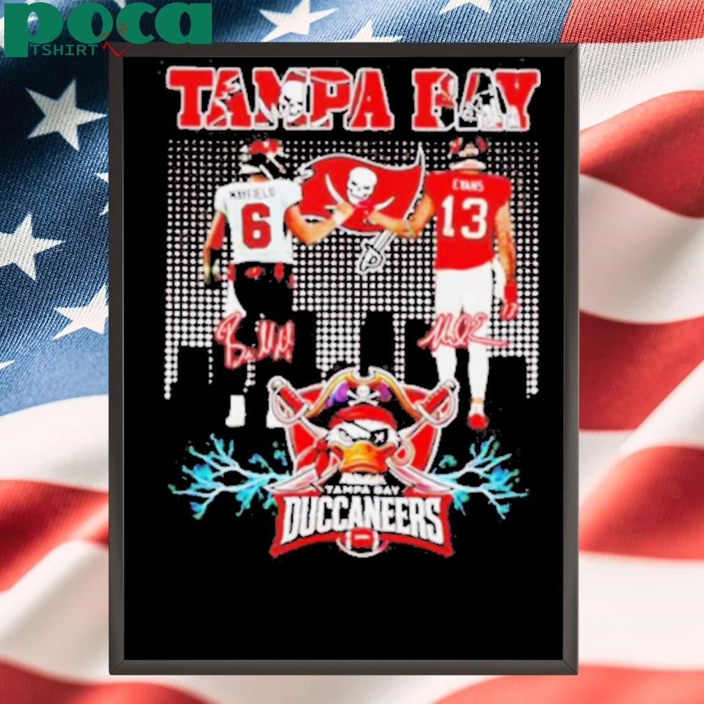 Mayfield and Evans city skyline Tampa Bay Buccaneers signatures shirt