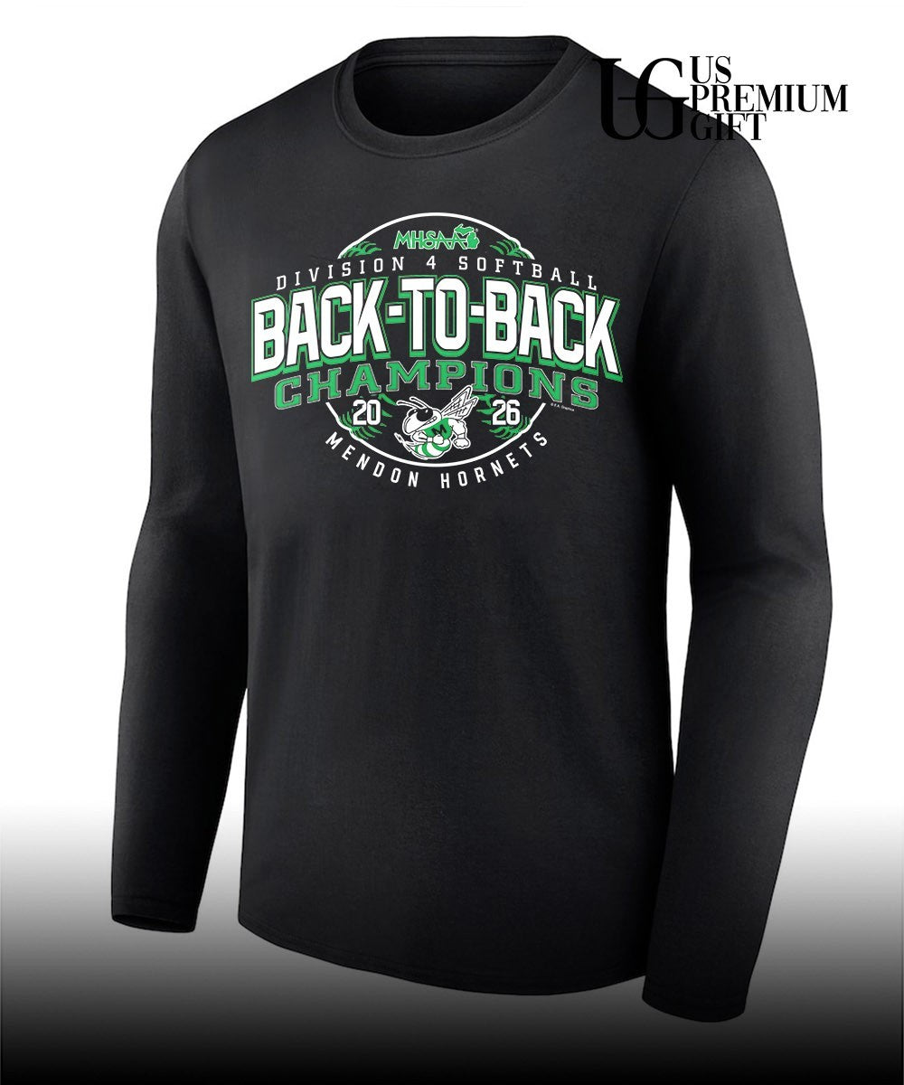 Mendon Hornets MHSAA Softball D4 Back-To-Back Champions 2026 shirt