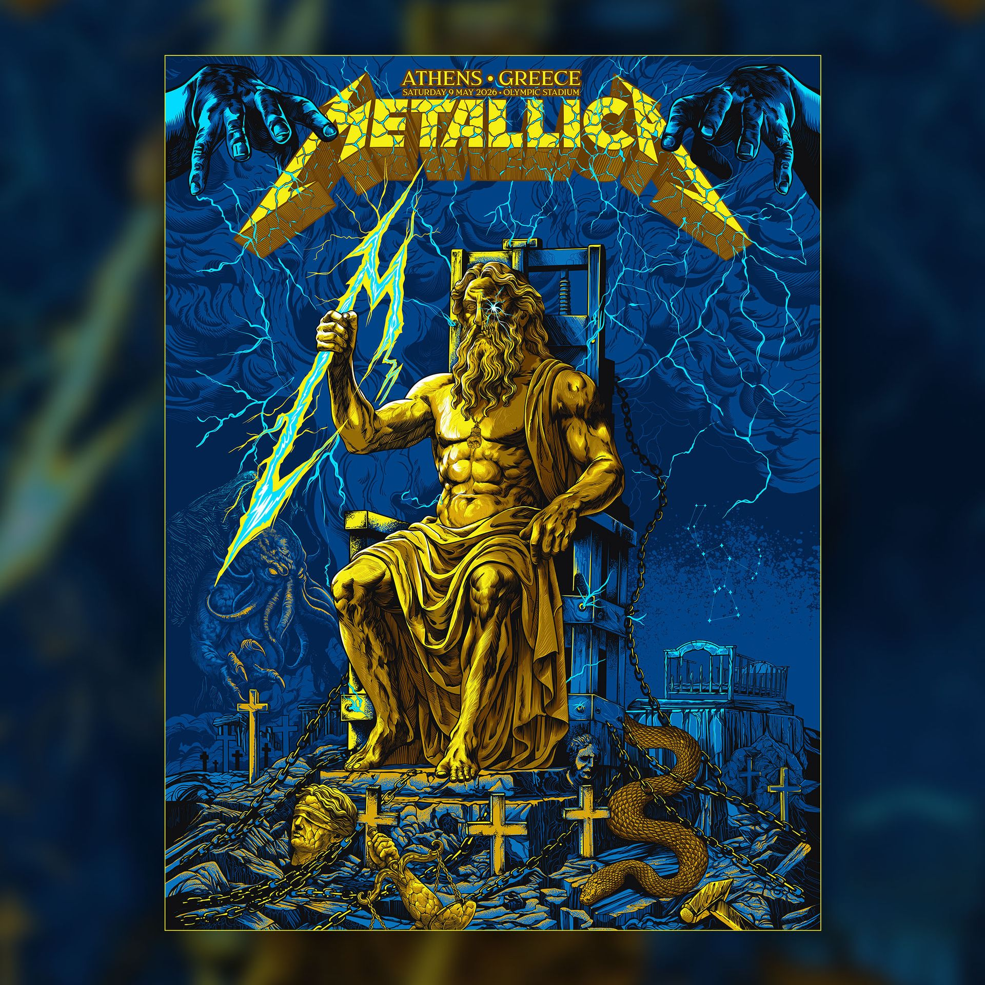 Metallica M72 Athens Limited Edition Art By Revolverdart At Olympic Stadium In Athens Greece On May 9 2026 Home Decor Poster