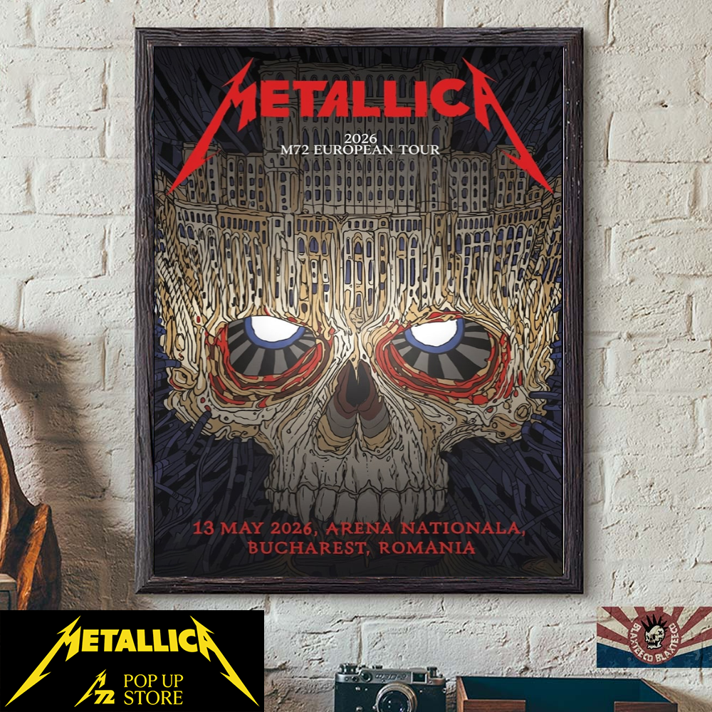 Metallica 2026 M72 European Tour May 13, 2026 Arena Nationala Bucharest, Romania Poster