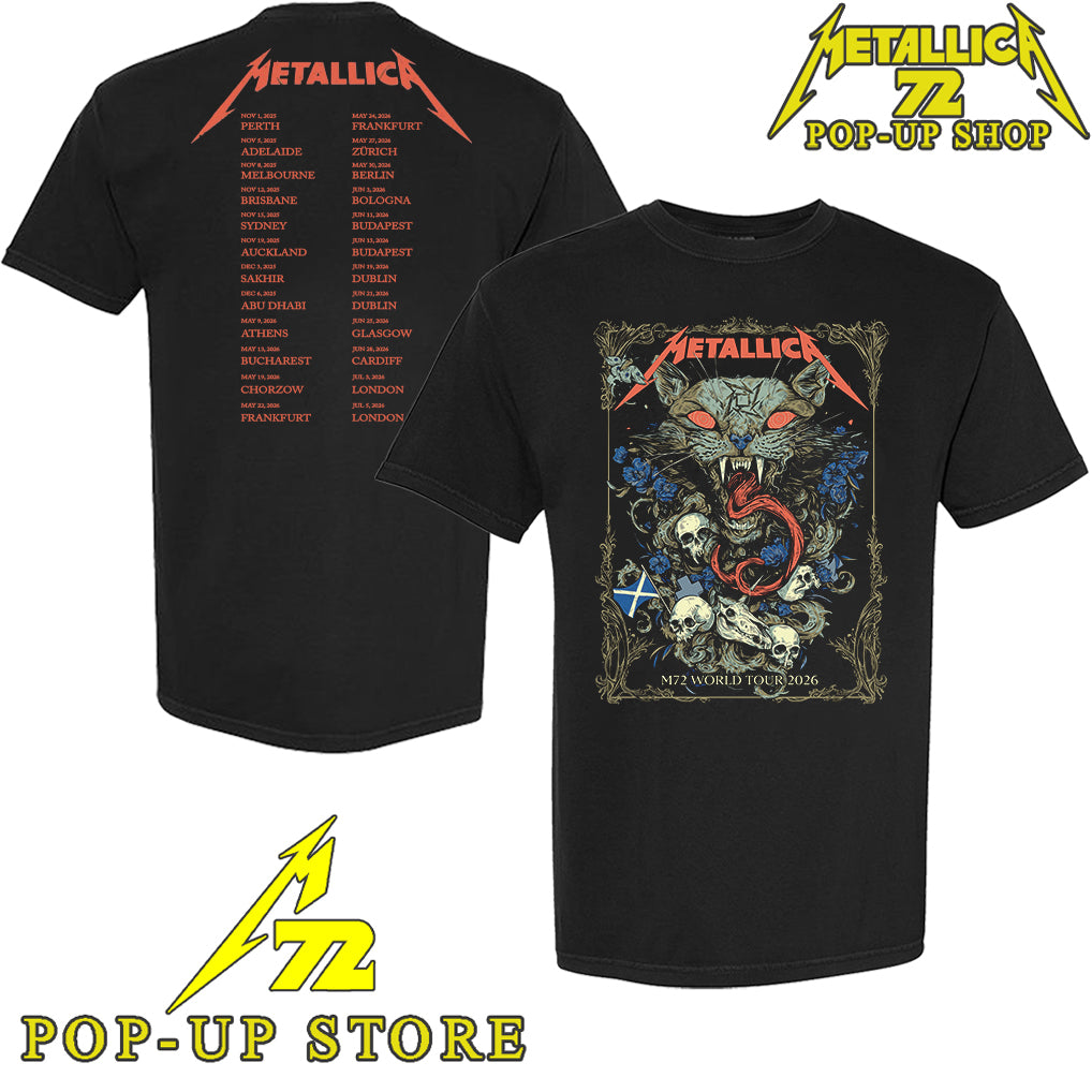 Metallica M72 Glasgow June 25, 2026 Art by Michelle KamMei Harvey Europe Tour Date T-Shirt
