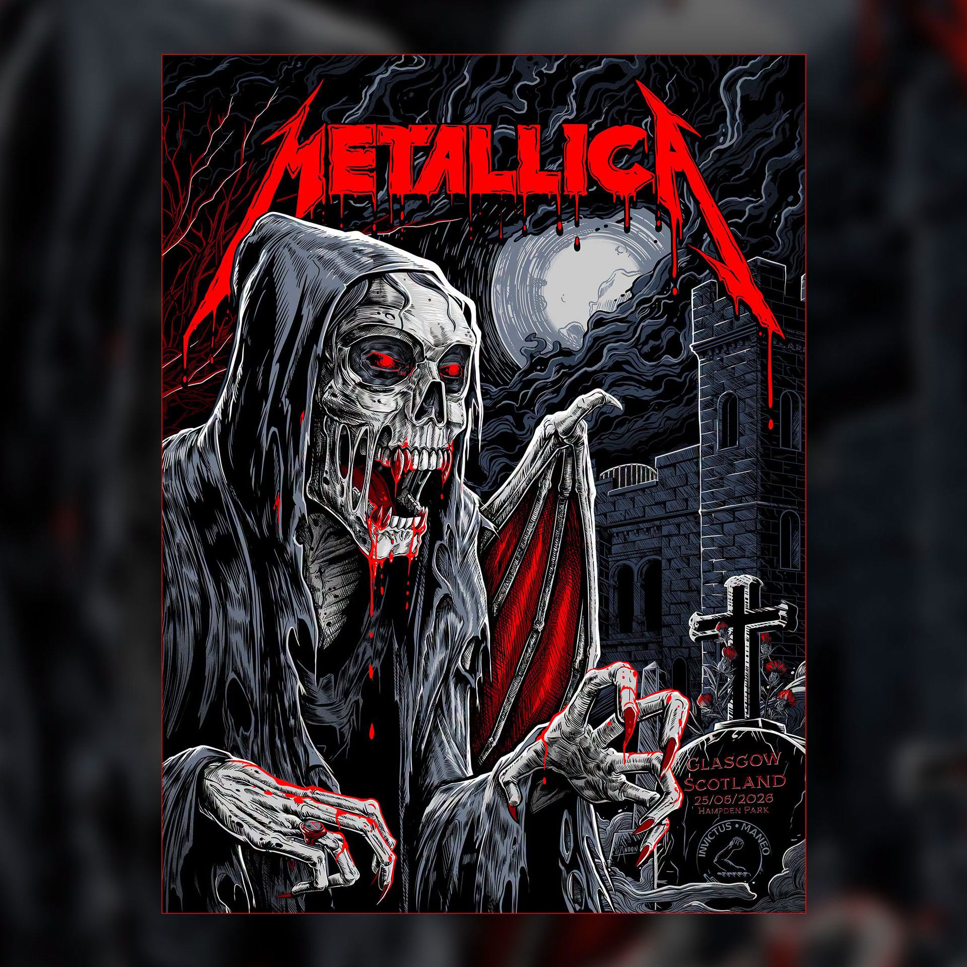 Metallica M72 Glasgow, Scotland June 25 2026 Poster Art By Landon Armstrong Pop-Up Shop