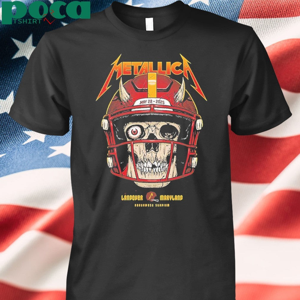 Metallica M72 Landover Exclusive Pop-Up Poster For Washington DC At Northwest Stadium On May 28 2025 Skull Helmet T-Shirt