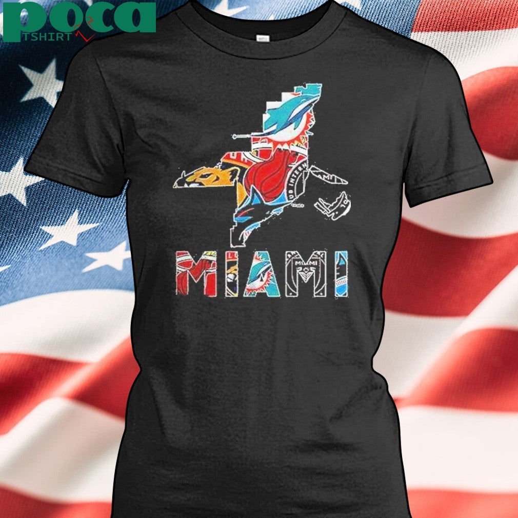 Miami Sports Team Map Logo Shirt