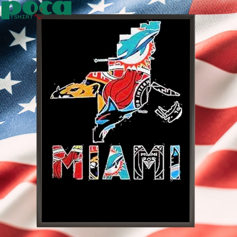 Miami Sports Team Map Logo Shirt