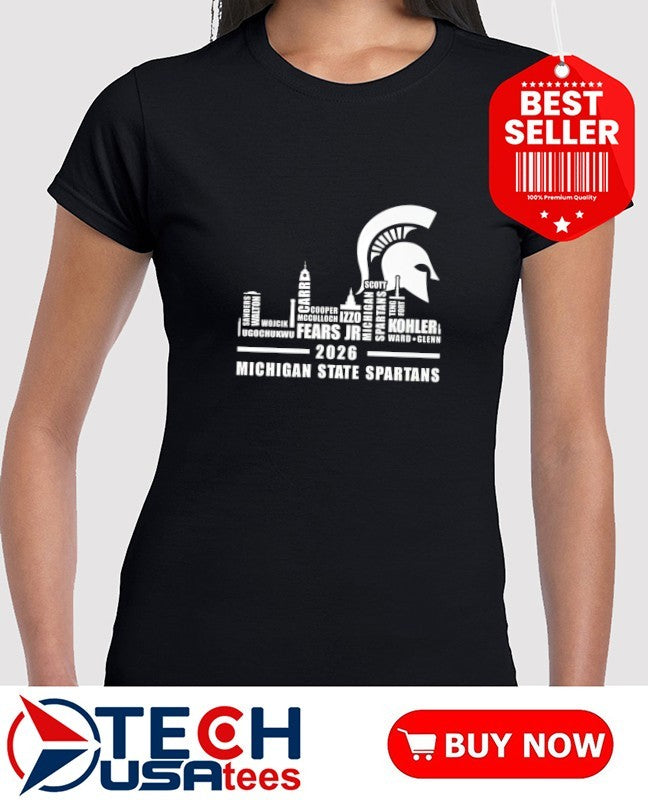 Michigan State Spartans 2026 players name skyline shirt