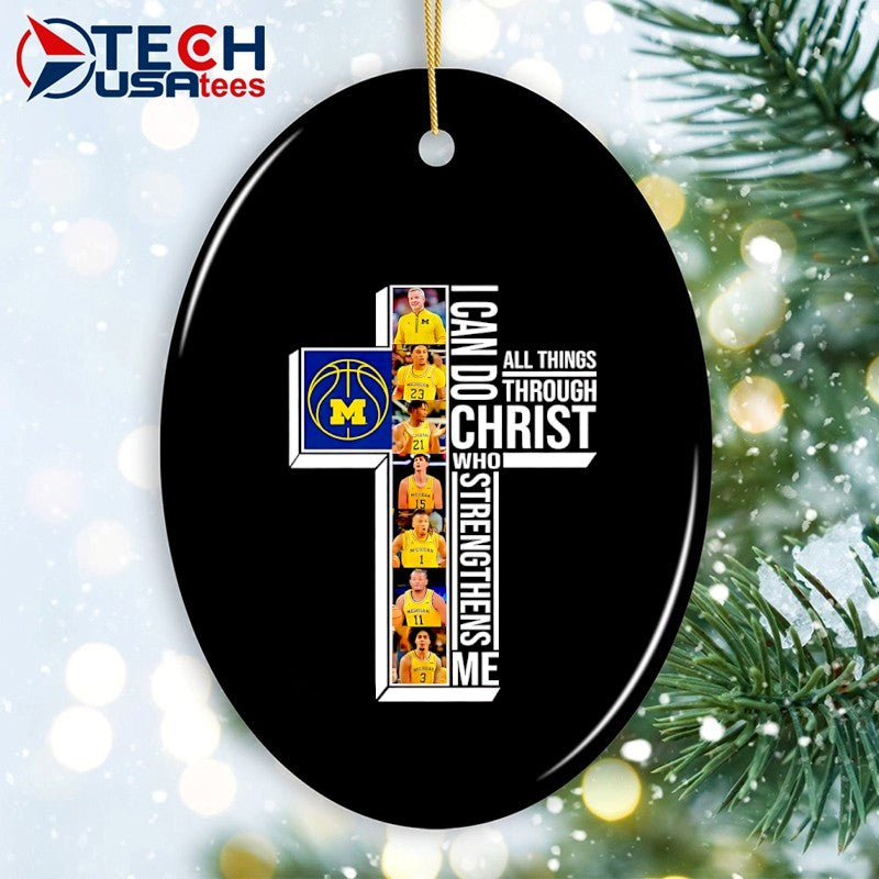 Michigan Wolverines Basketball players cross I can do all things through Christ who strengthens me shirt