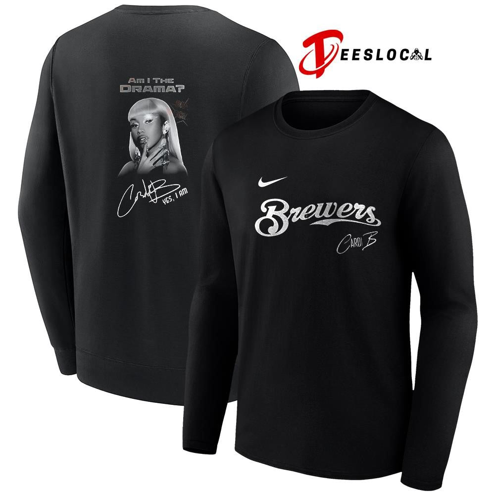 Milwaukee Brewers Cardi B Am I The Drama yes I am album signature portrait shirt
