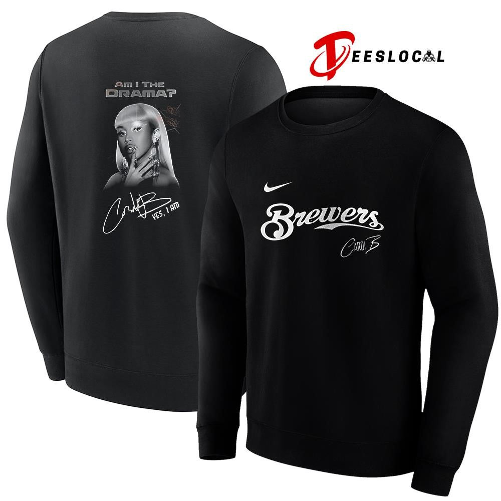 Milwaukee Brewers Cardi B Am I The Drama yes I am album signature portrait shirt