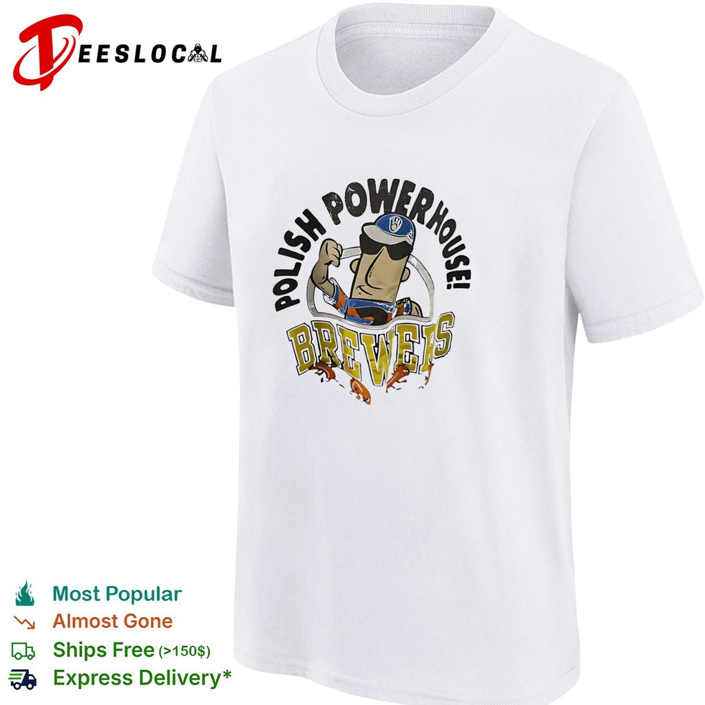 Milwaukee Brewers Polish powerhouse sausage mascot flexing shirt