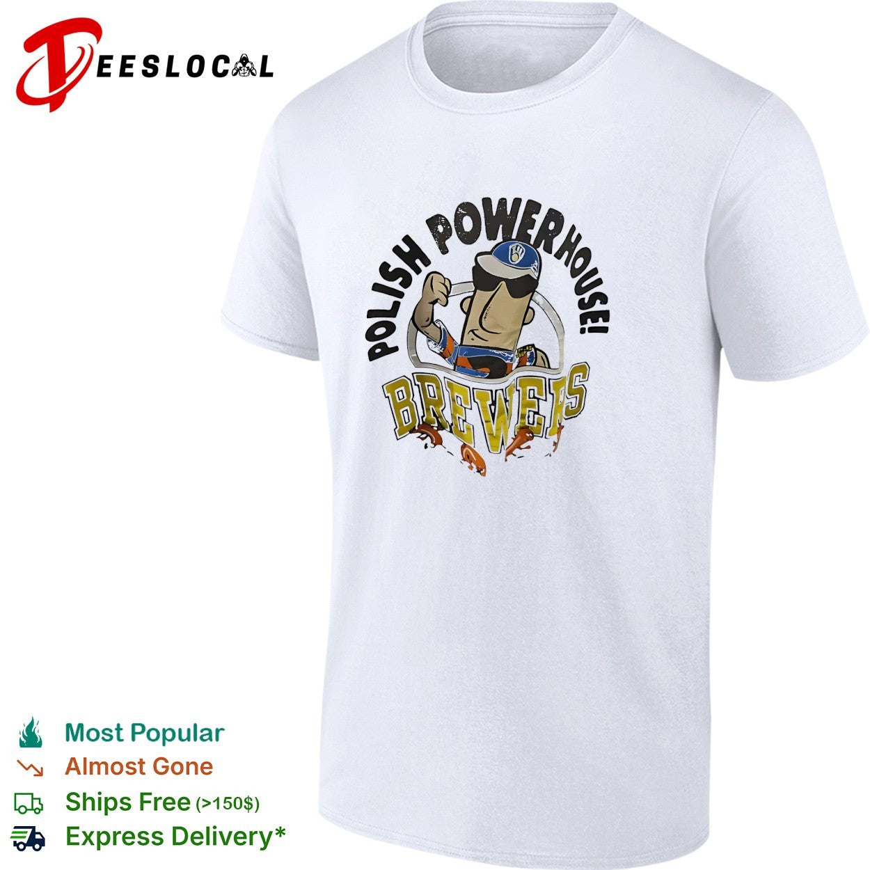 Milwaukee Brewers Polish powerhouse sausage mascot flexing shirt