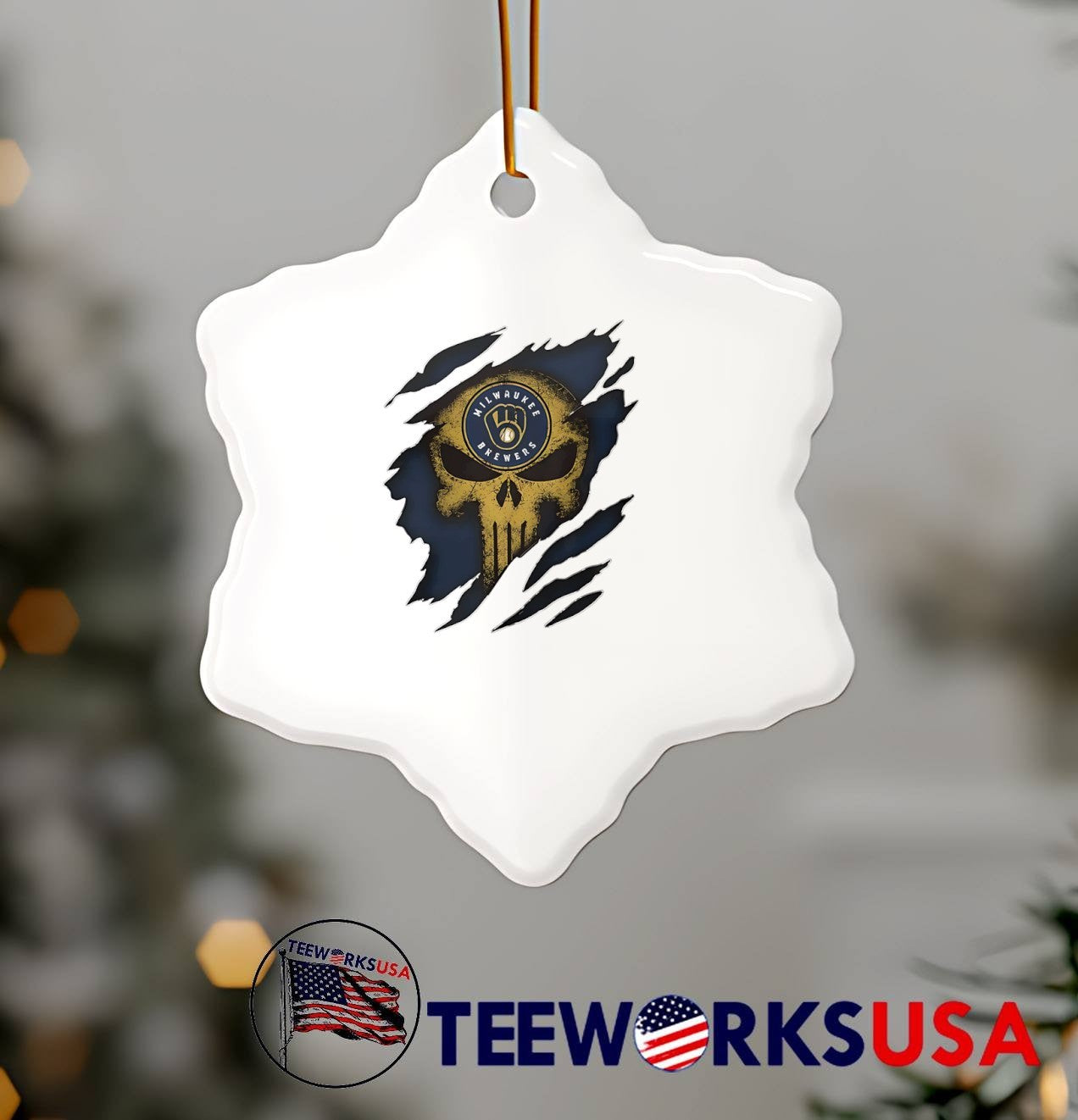 Milwaukee Brewers Skull Ripped T-Shirt