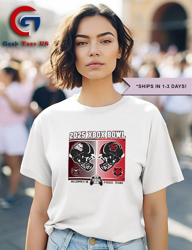 Missouri State Bears vs. Arkansas State Red Wolves 2025 Xbox Bowl helmet to helmet shirt